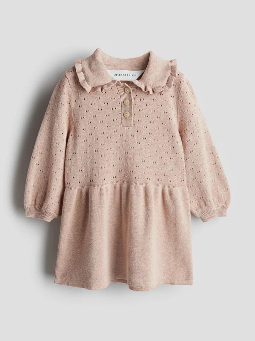H&M Adorables Blush Pink Knit Ruffle Collar Dress for Kids